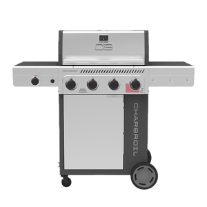 Performance Series 4-Burner Gas Grill with FlavorMax and Side Burner, (Sear Burner, Cabinet, Gray/Stainless Steel)